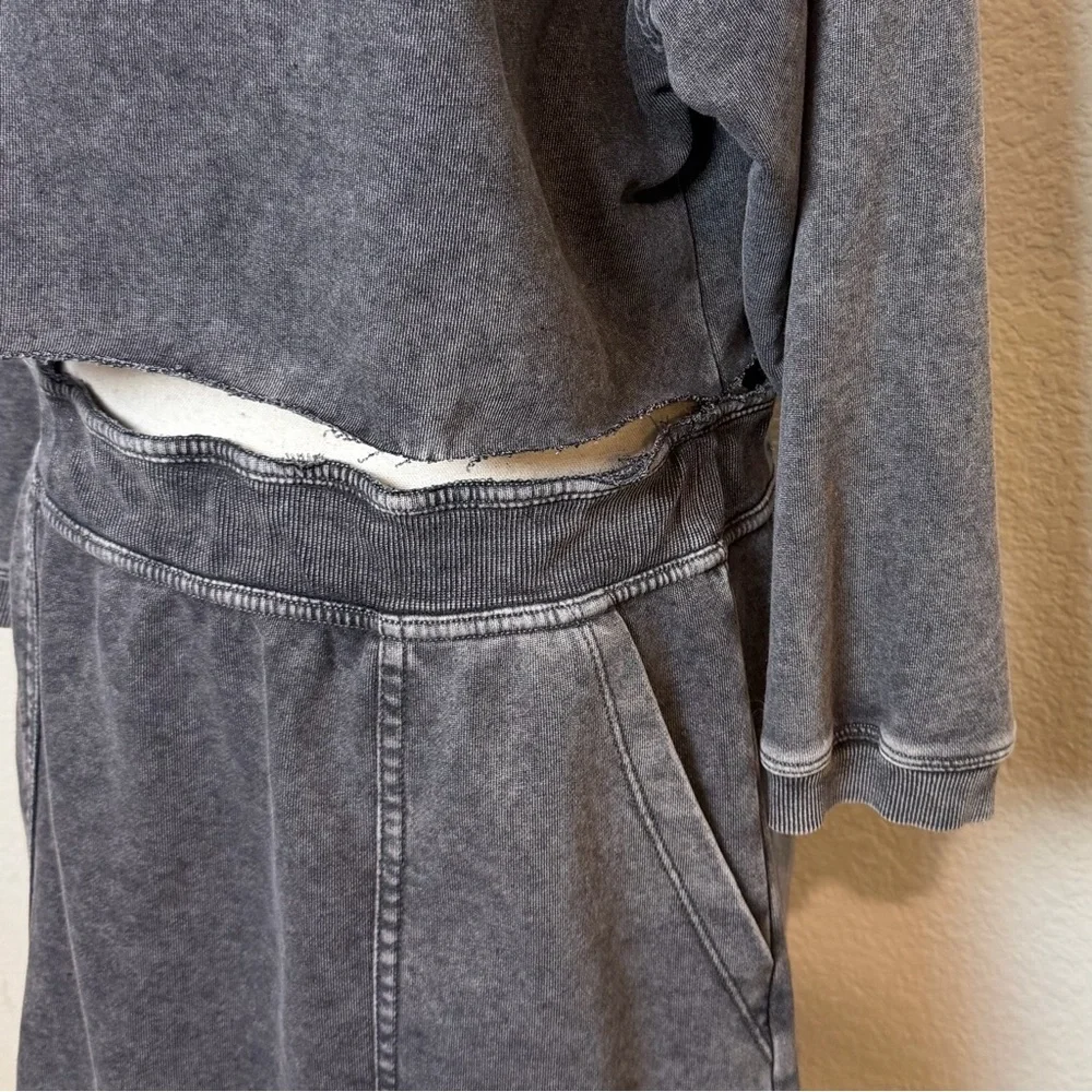 Anthropologie Daily Practice Washed Black Athleisure Skirt Set Size Large